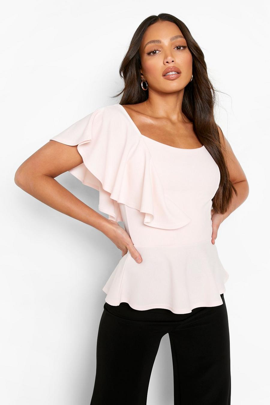 Baby pink Tall Frill Detail Strappy Peplum Top image number 1