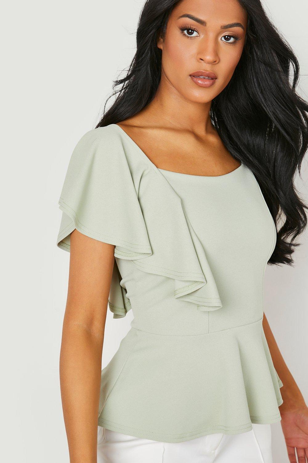 Tall Frill Detail Strappy Peplum Top