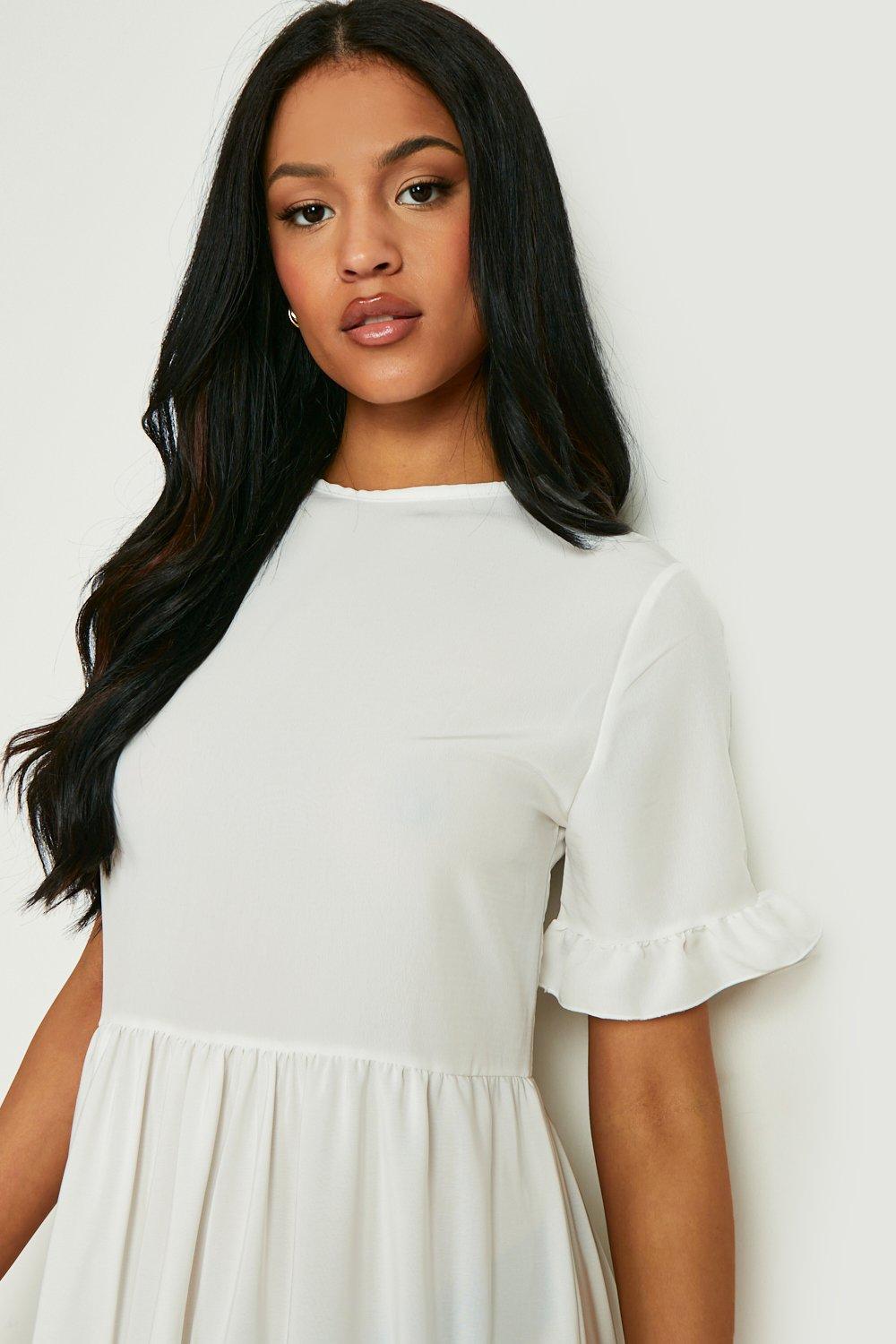 Boohoo white clearance smock dress