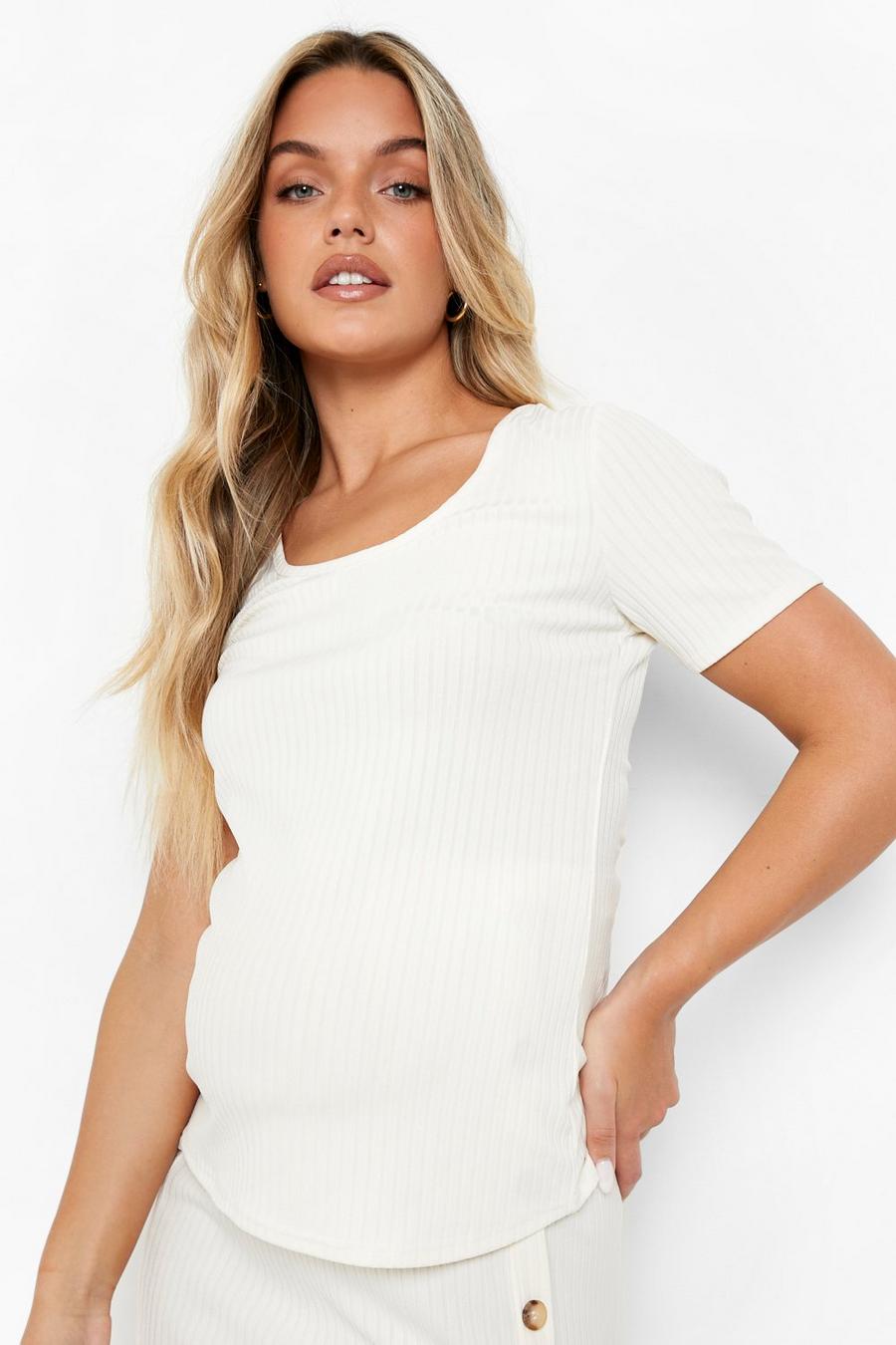 Ecru white Mammakläder - T-shirt med låg urringning image number 1