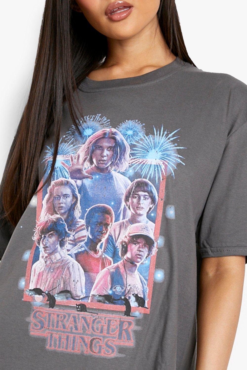 Grey Stranger Things Oversized T shirt