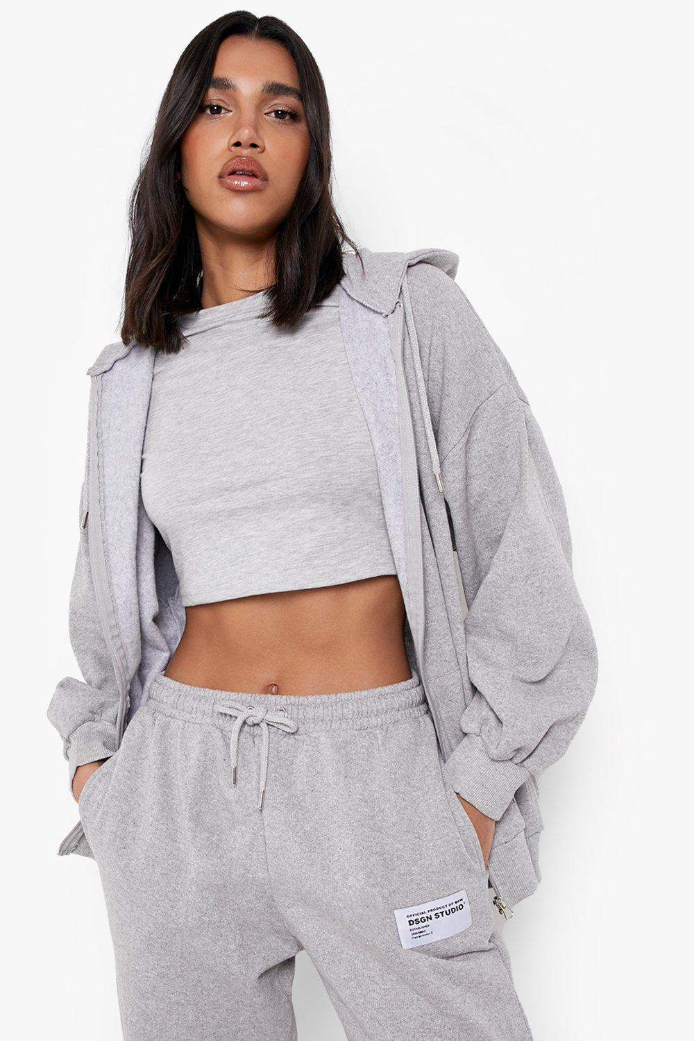 cropped grey tracksuit