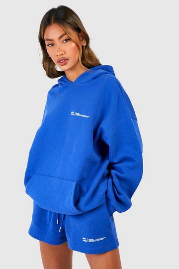 Dsgn Studio Text Print Hooded Short Tracksuit cobalt