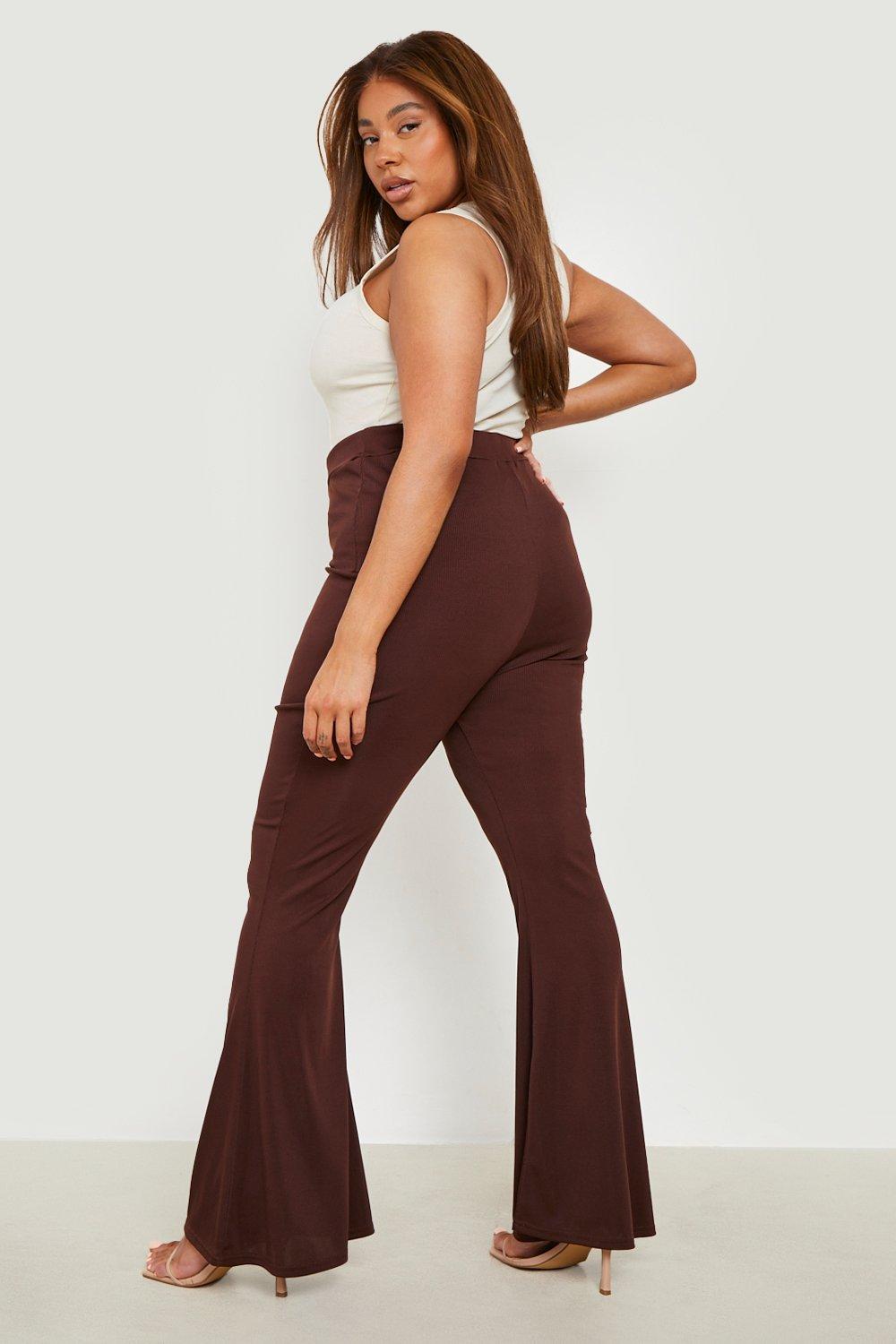 Plus Knitted Rib Flare Pants | boohoo