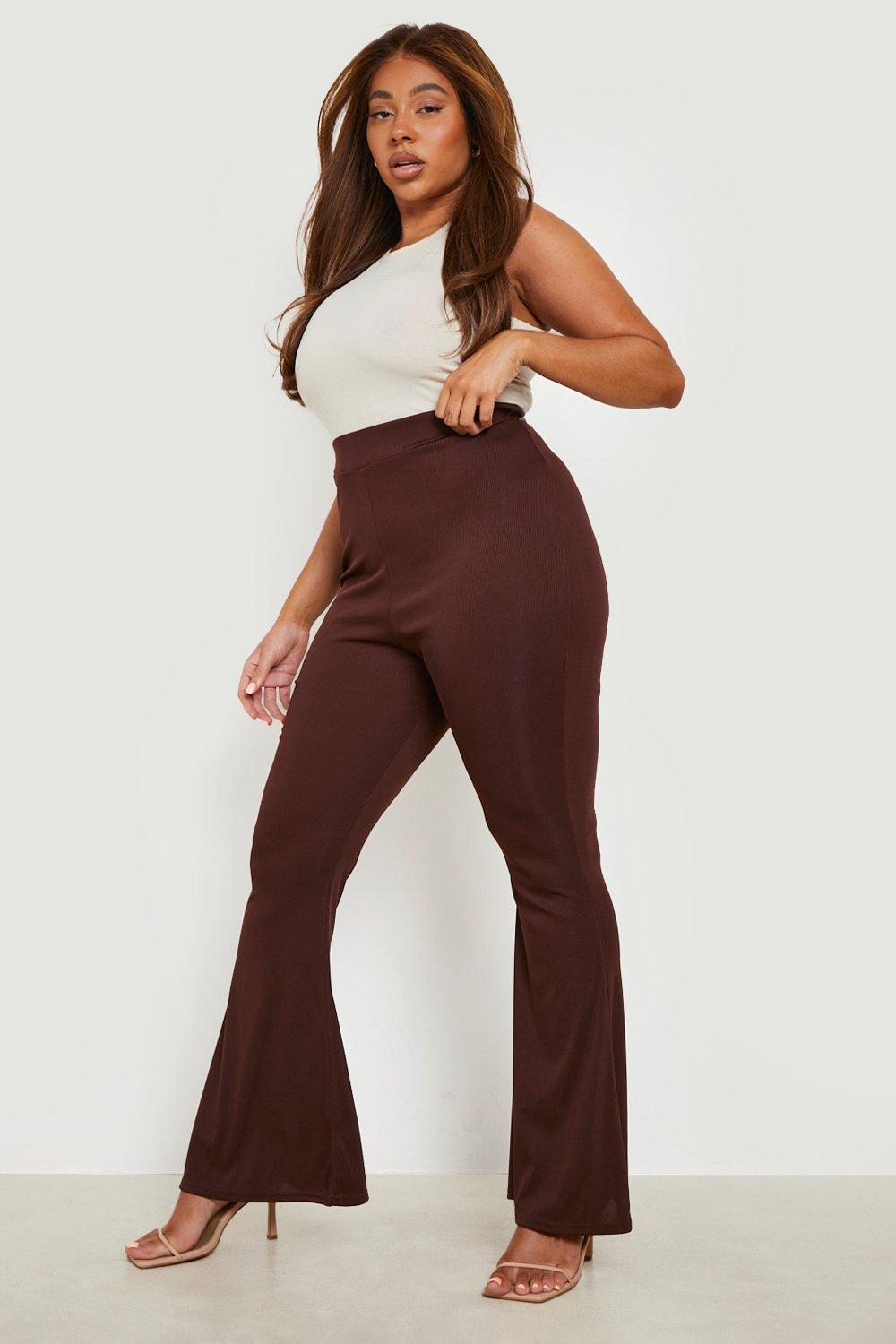 Plus Knitted Rib Flare Pants