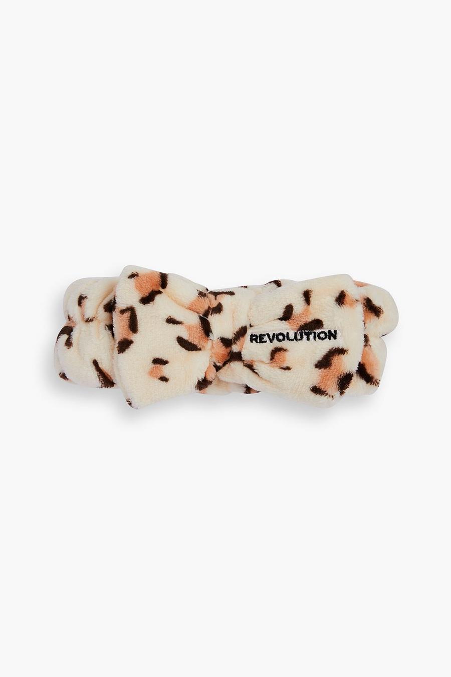 Revolution Skincare - Fascia per capelli Luxe leopardata, Beige