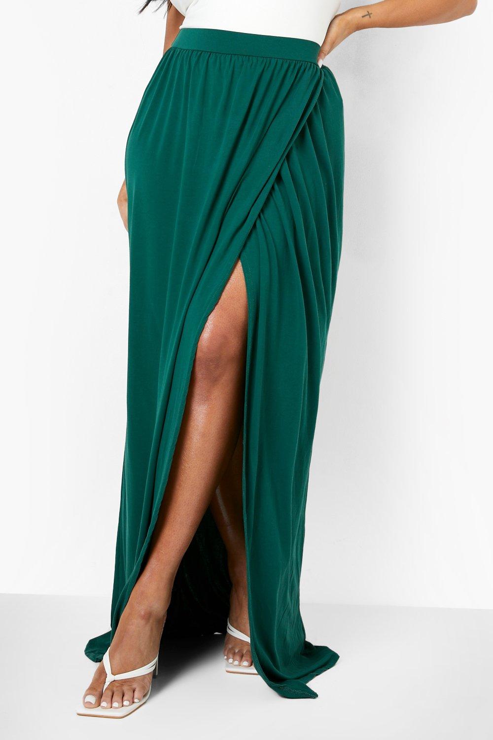 Jersey faux clearance wrap maxi skirt