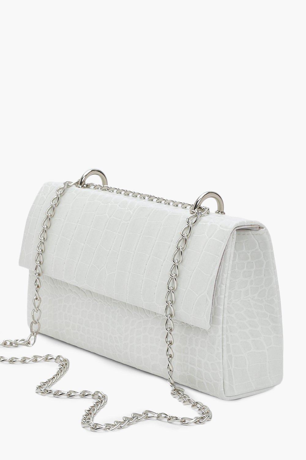 Petit sac bandouli re effet croco avec cha ne