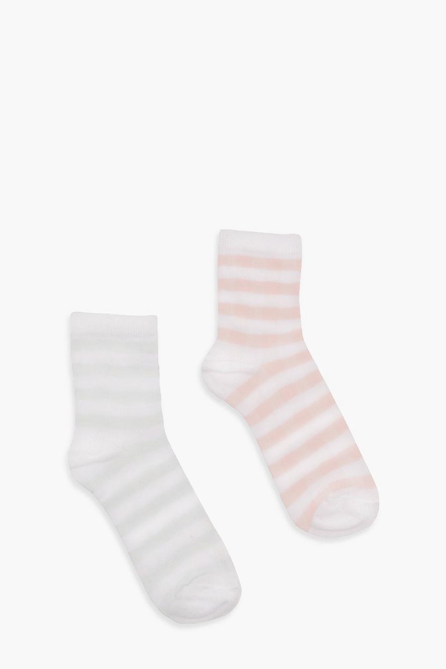 מולטי multicolor מארז 2 זוגות גרביים עם פסים בגווני פסטל image number 1