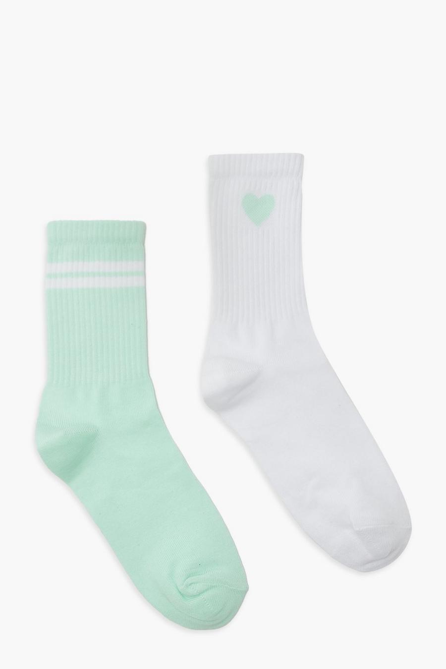 Multi Heart And Striped Sport Socks 2 Pack image number 1