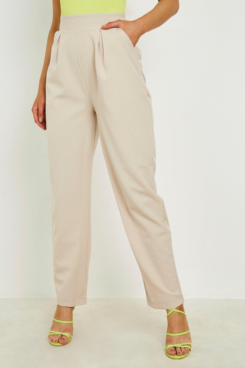 Stretch High Waisted Tapered Pants