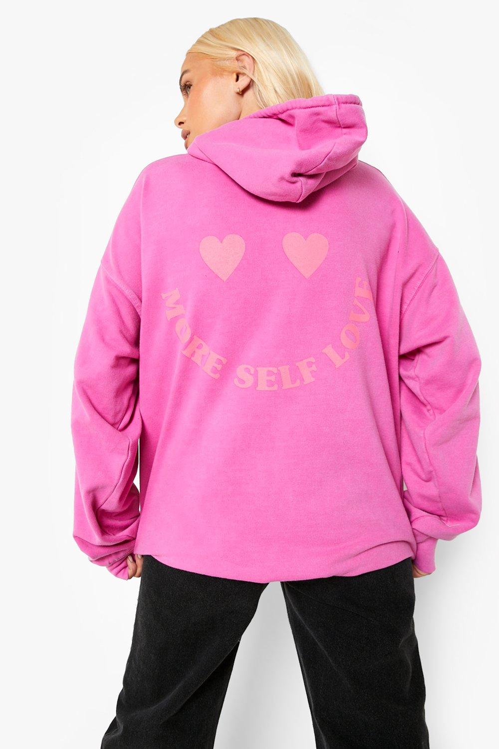 Women's Overdyed More Self Love Oversized Hoodie | Boohoo UK