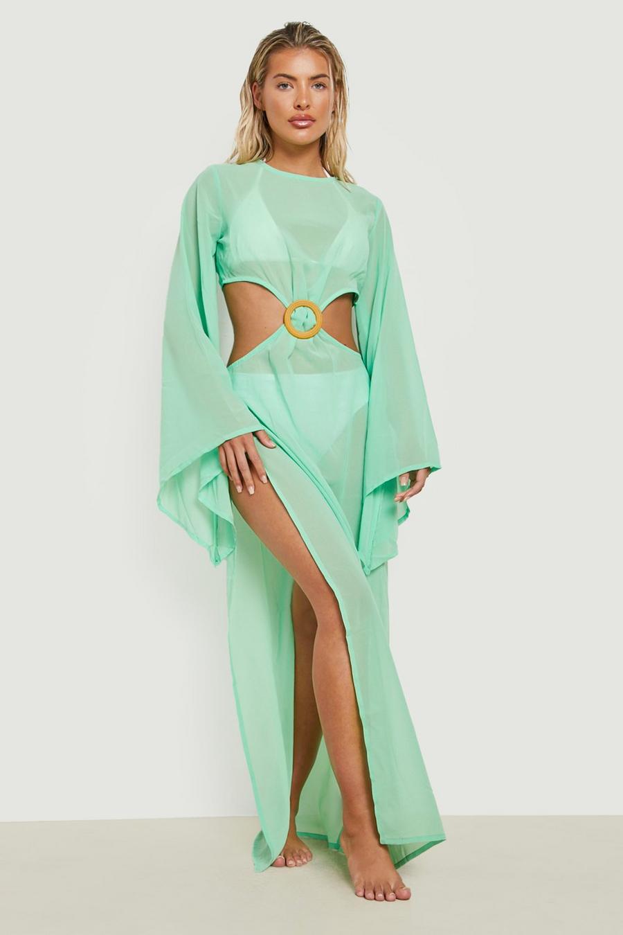 Green O-ring Cut Out Beach Dress image number 1