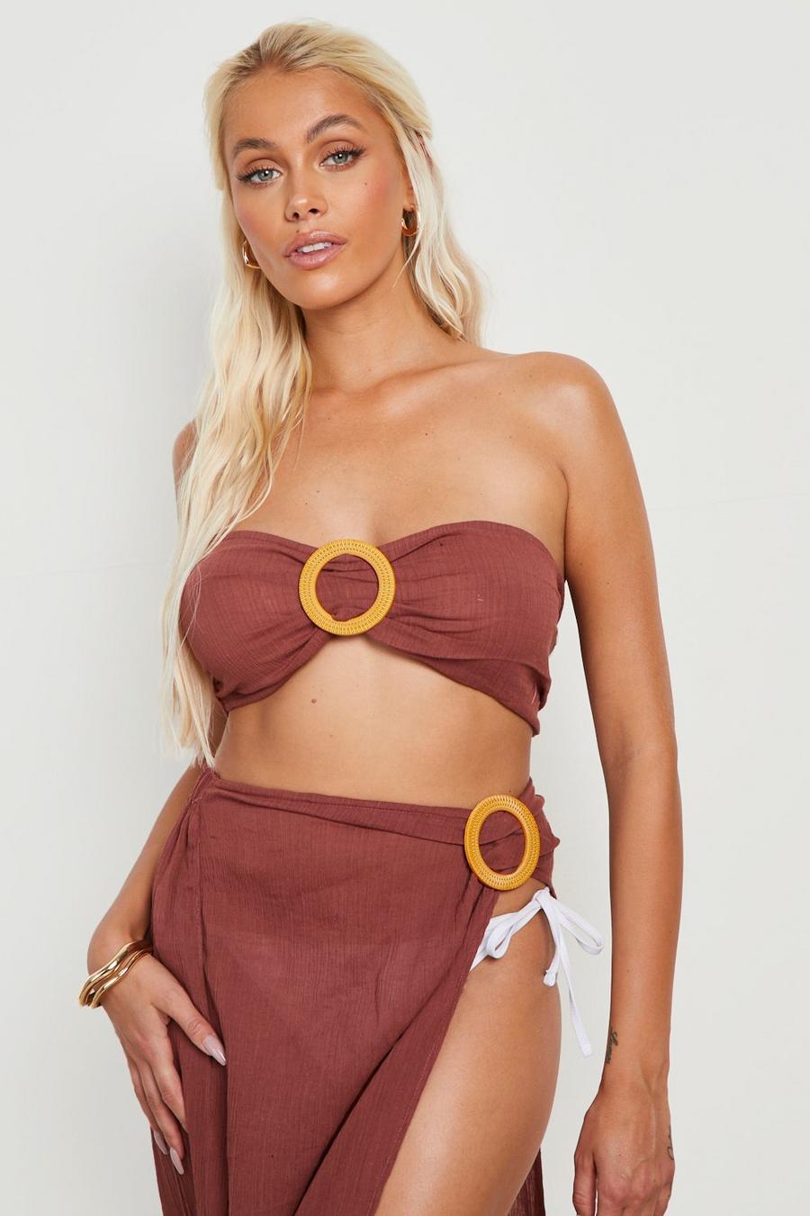 Chocolate O-ring Bandeau Beach Top image number 1