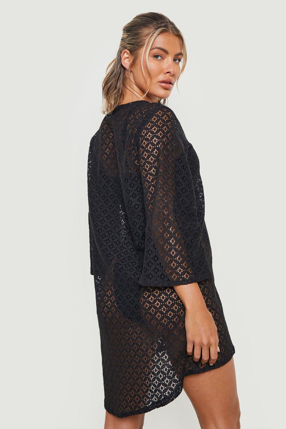 Black lace 2025 cover up dress