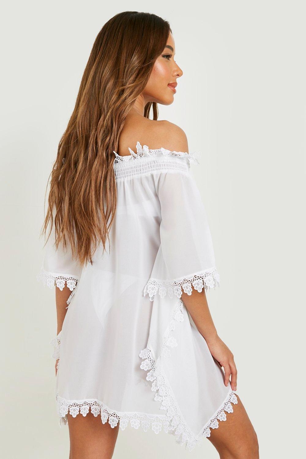 River island white hot sale lace bardot dress