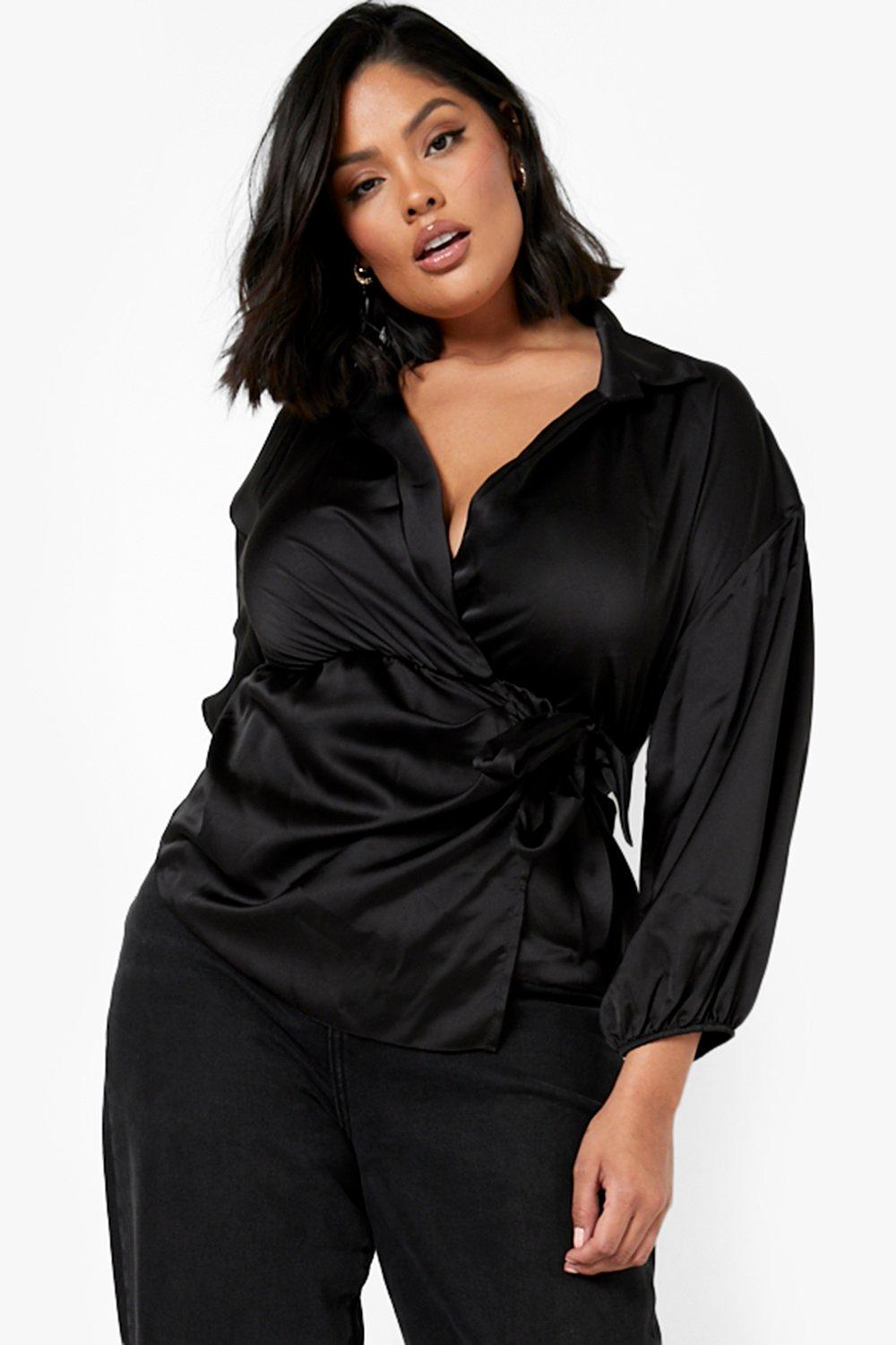 Women's Satin Shirts & Blouses, Oversized & Wrap