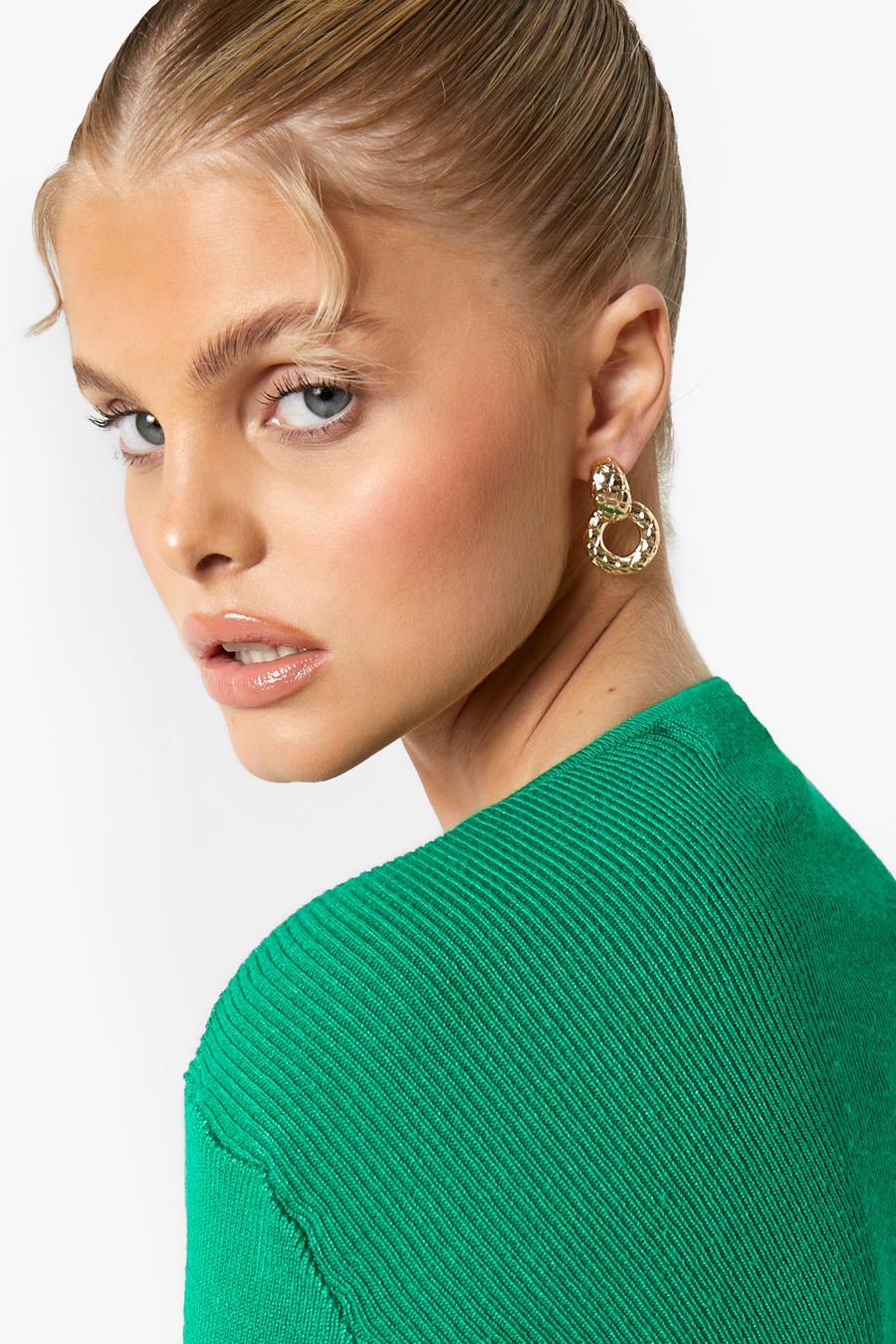 Gold Mini Textured Circle Earrings