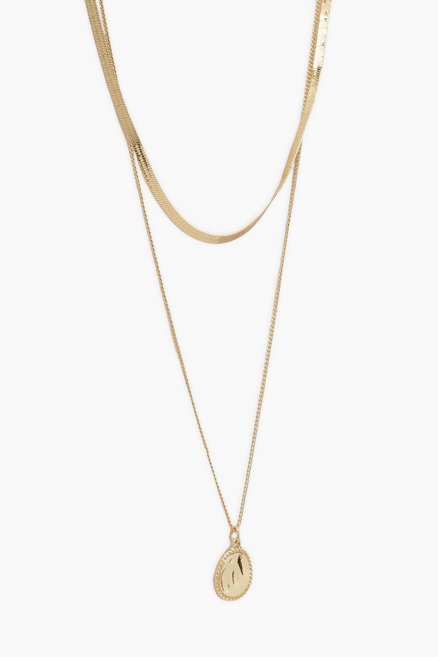 Simple Gold Snake Flat Chain Circle Necklace  image number 1