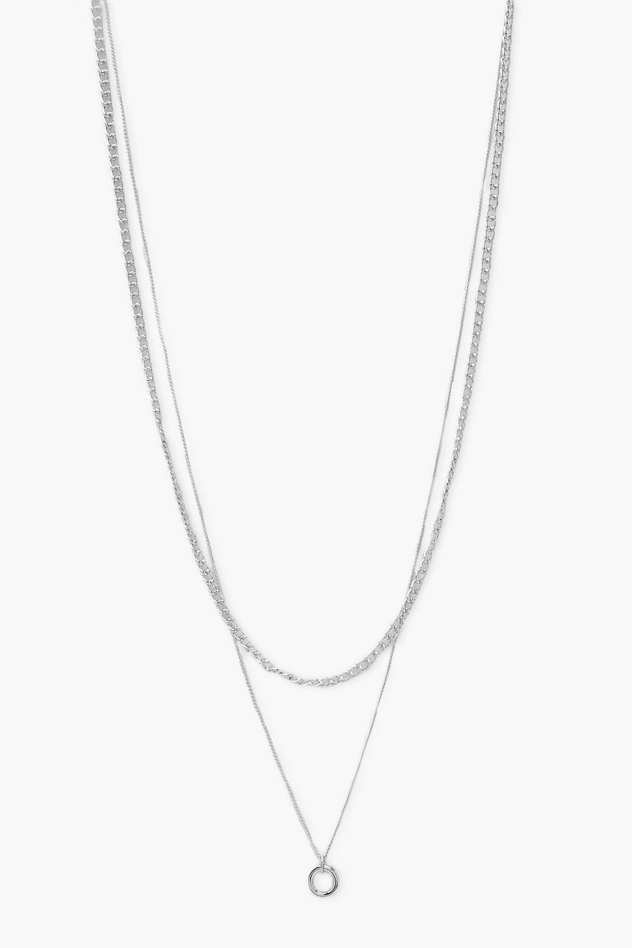 Simple Silver Circle Layering Necklace   image number 1