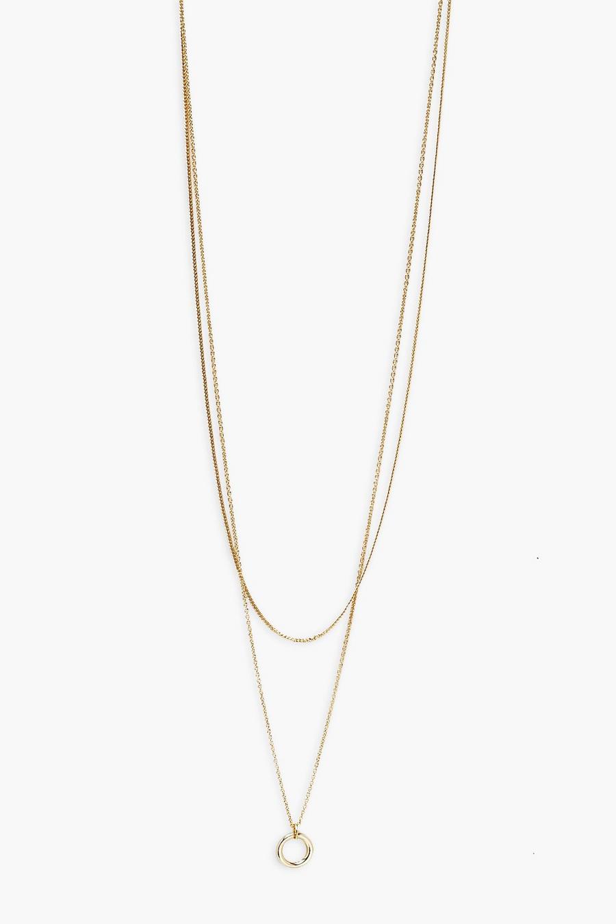 Simple Gold Circle Layering Necklace image number 1
