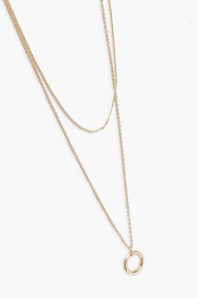 boohoo gold Simple Gold Circle Layering Necklace