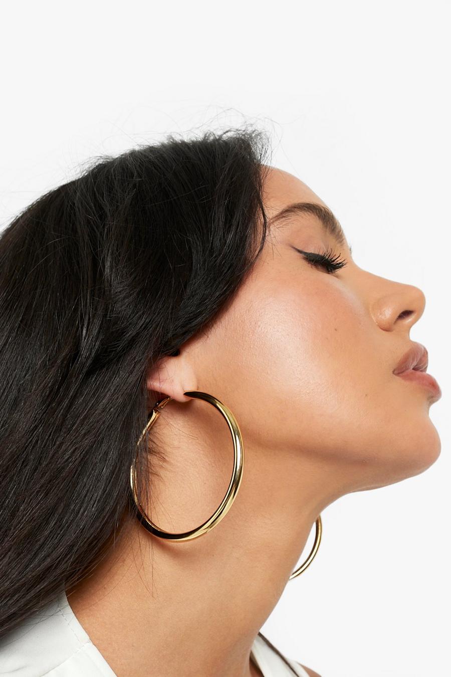 Real Gold Plated Large Hoop Earrings image number 1