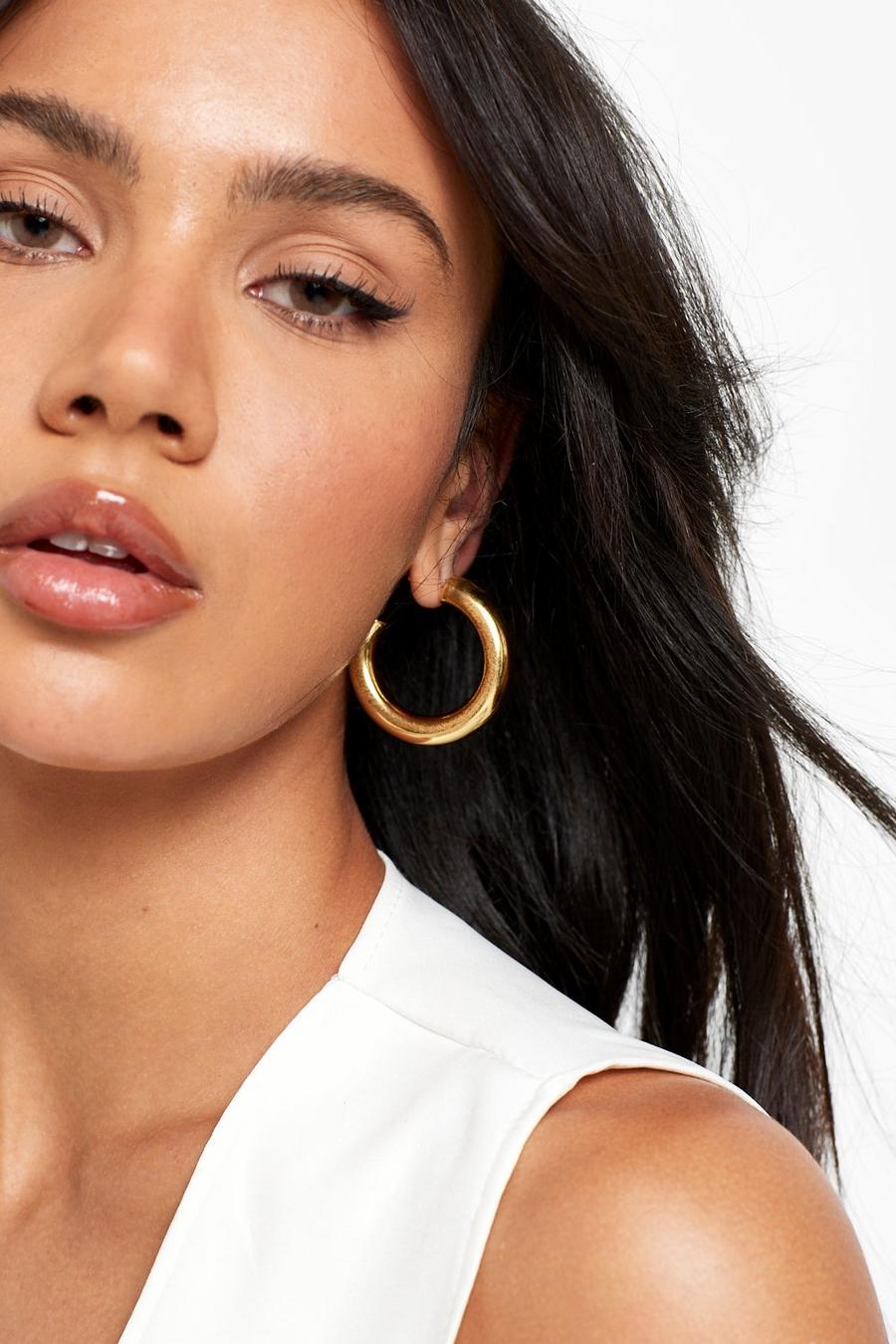 Real Gold Plated Chunky Hoops image number 1