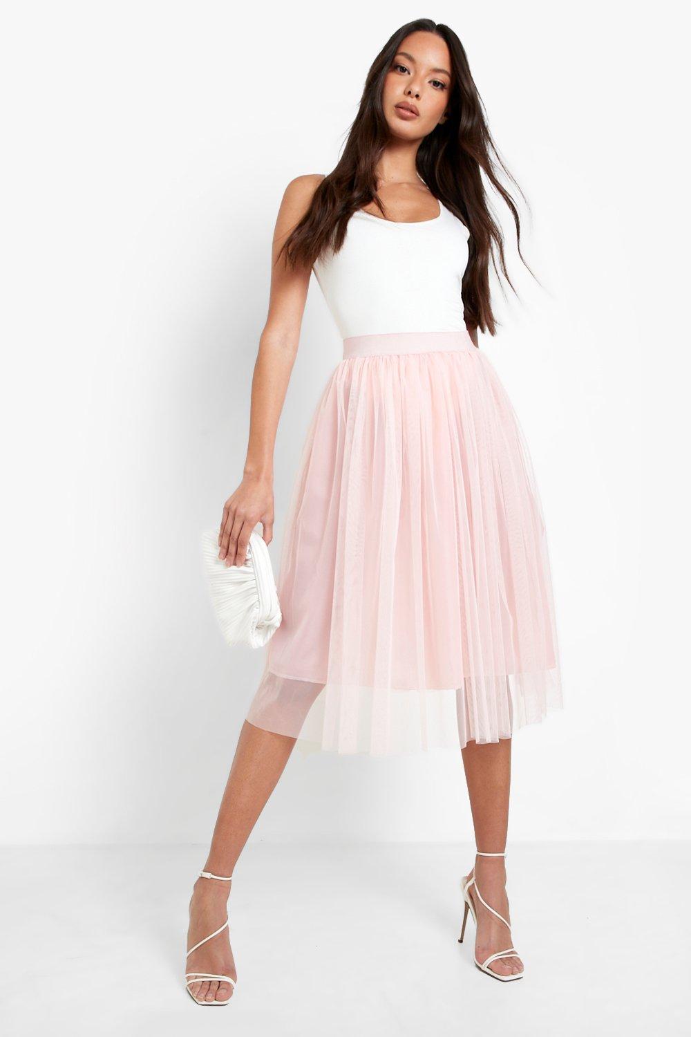 Boutique Tulle Mesh Midi Skater Skirt