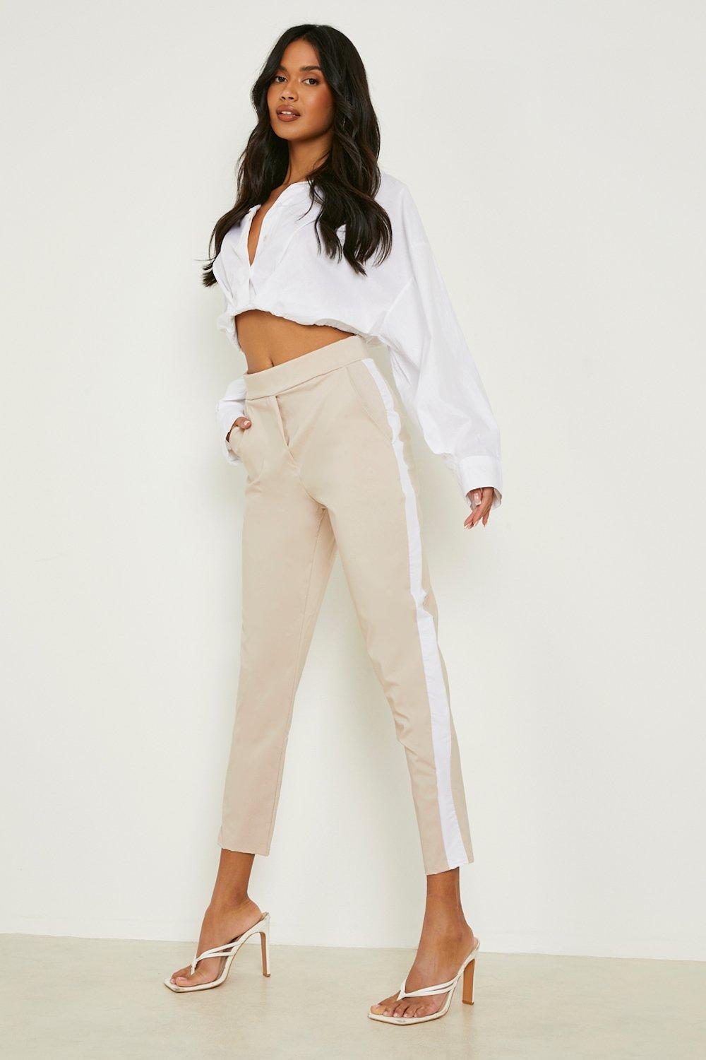 High Waisted Side Stripe Skinny Trousers