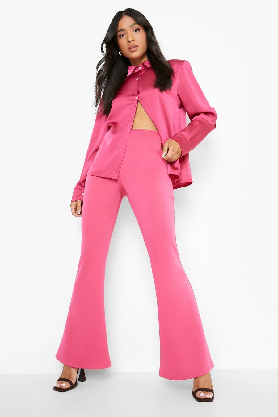 Hot pink Petite Side Cut Out Flare Pants image number 1