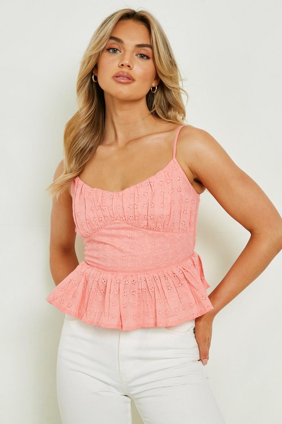 Coral Eyelet Camisole image number 1