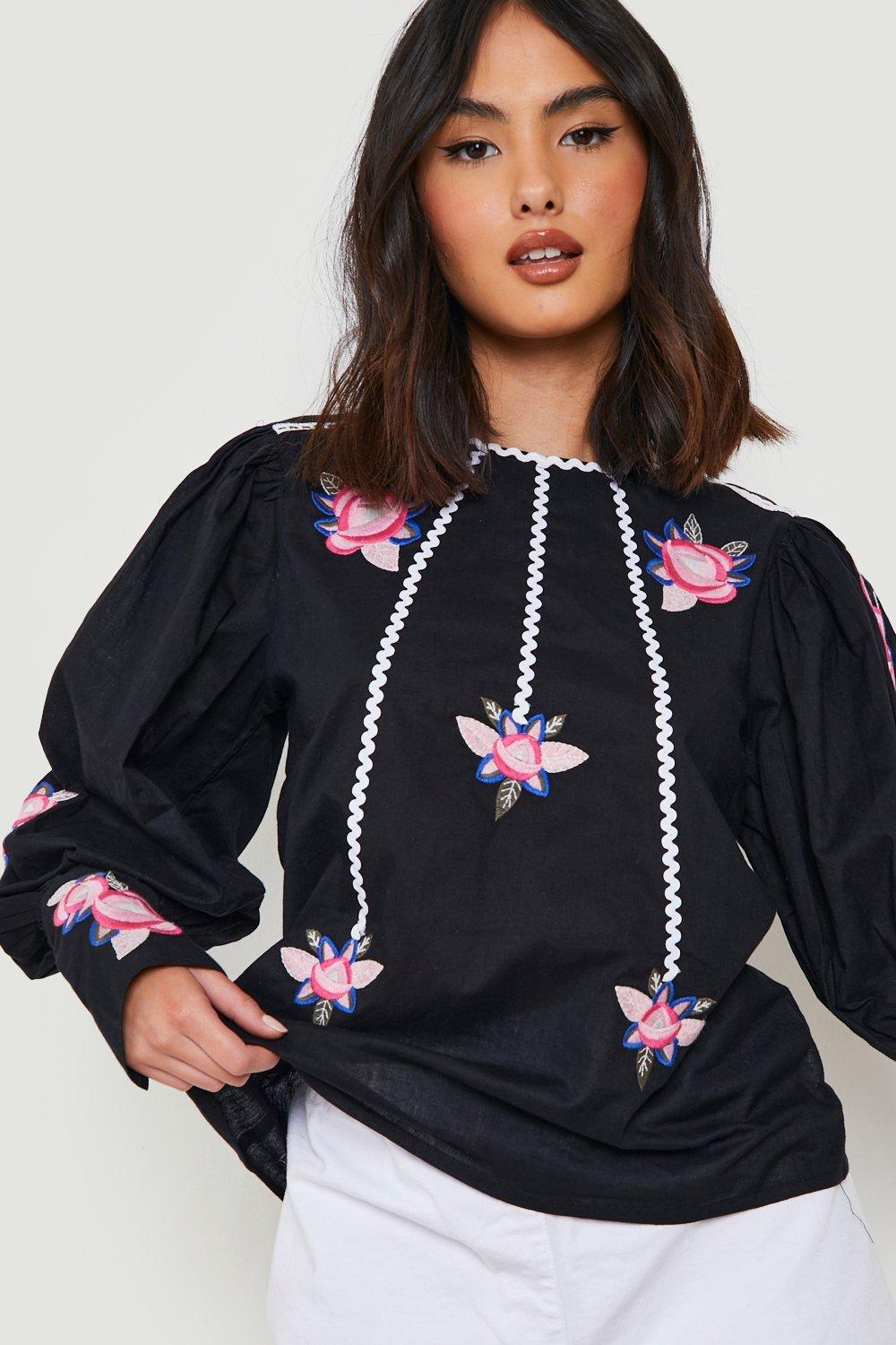 Embroidered Puff Sleeve Top Embroidered Puff Sleeve Top