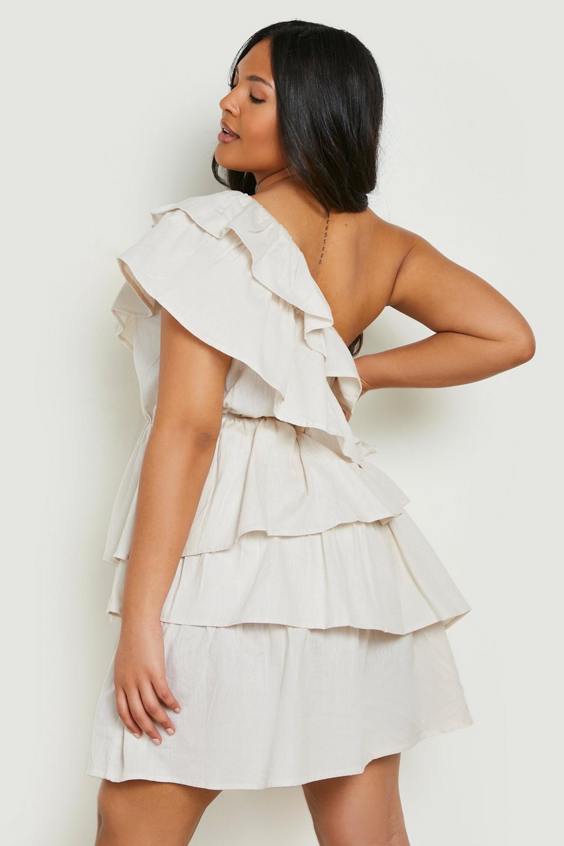 Plus Ruffle Tiered One Shoulder Dress