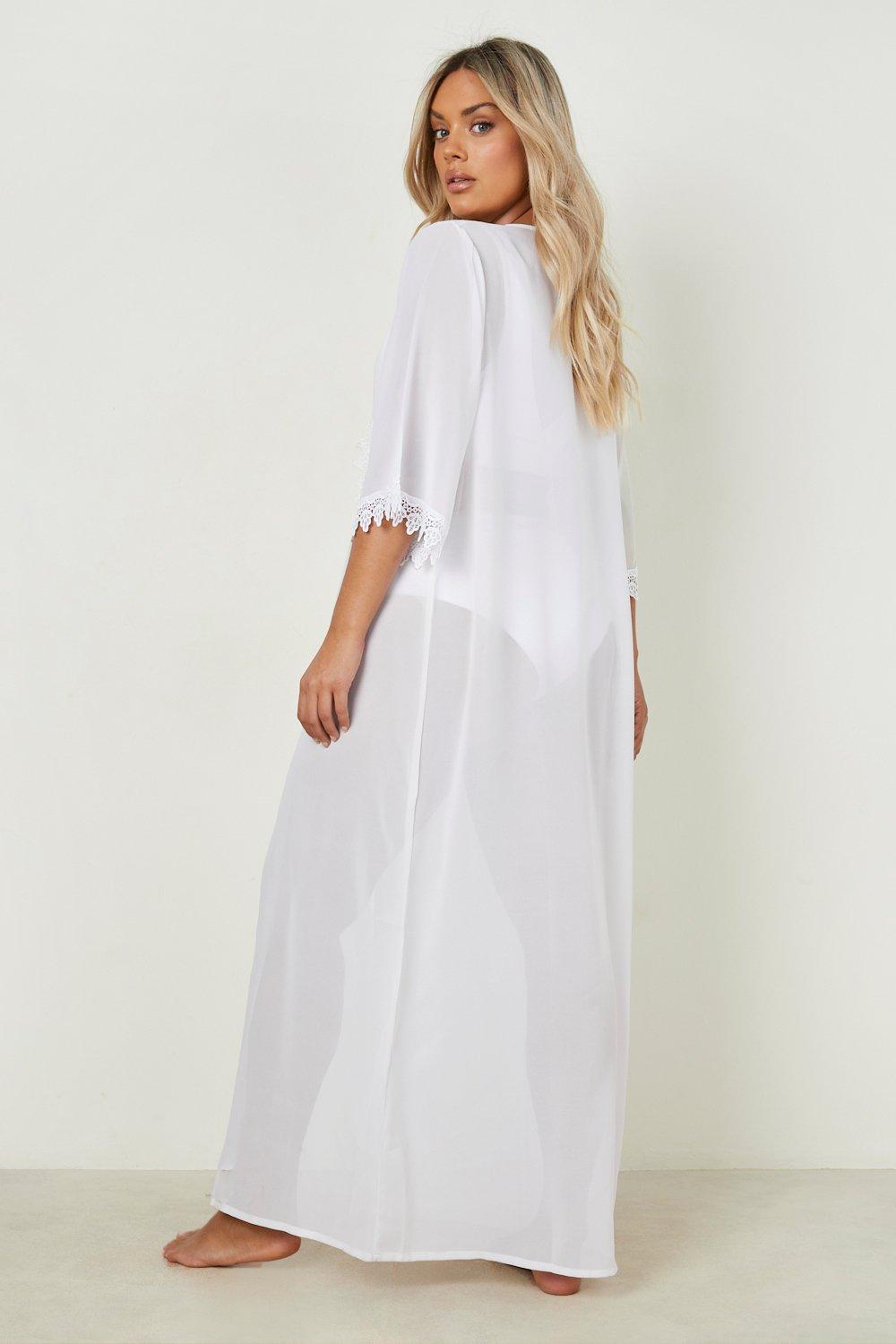 Long white outlet beach kimono