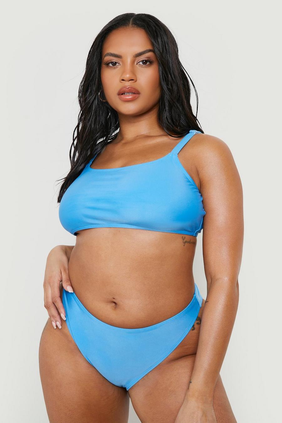 Set bikini Plus Size sgambato con crop top, Cobalt image number 1