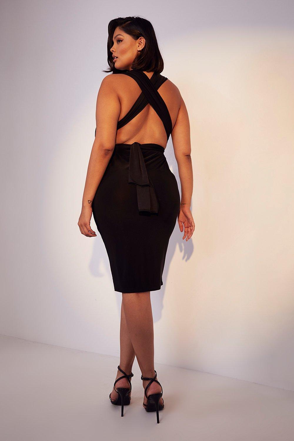 Grande taille Robe mi longue effet soyeux a attaches multi positions boohoo FR