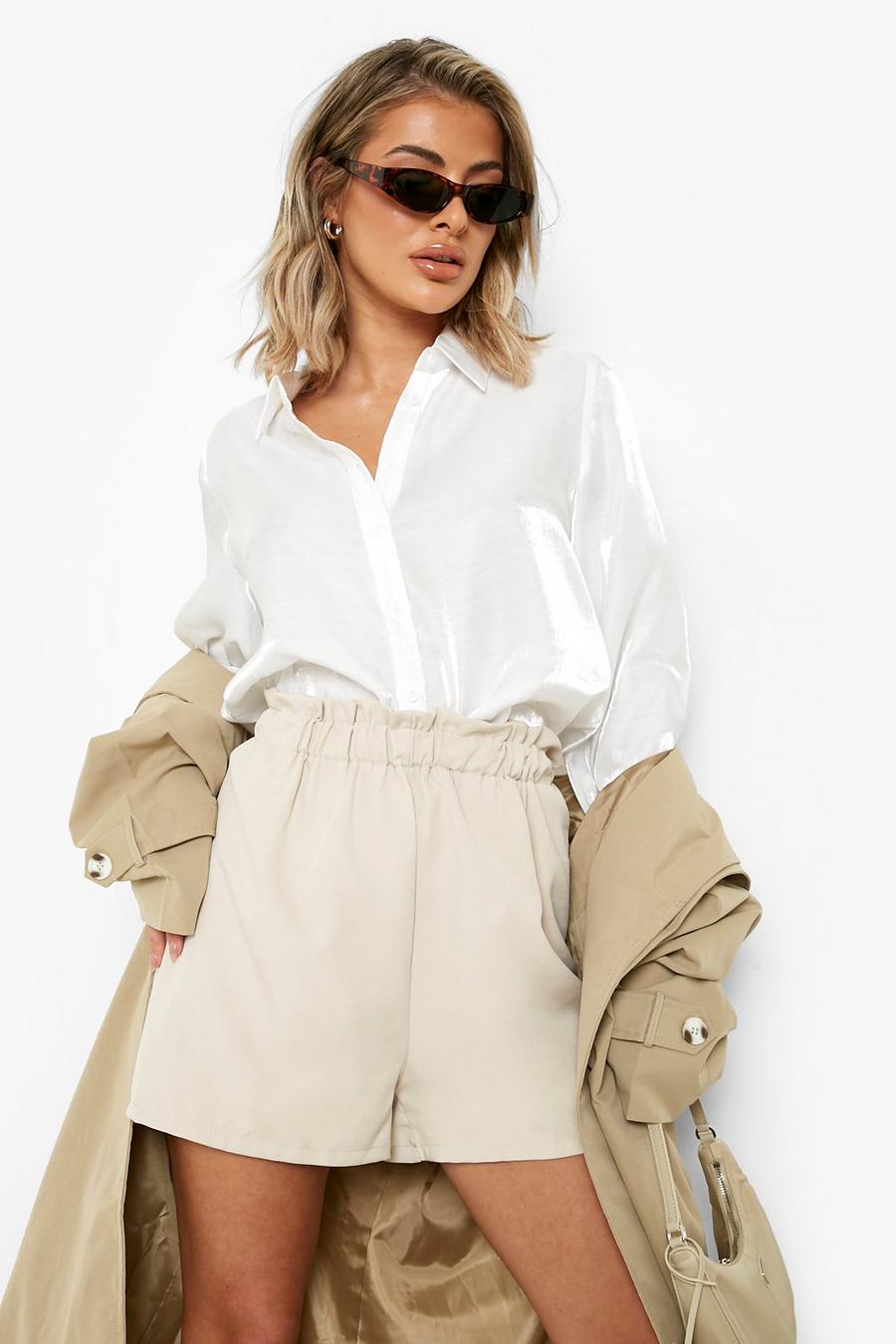 Ivory Oversized Glimmende Blouse Met Volle Mouwen image number 1
