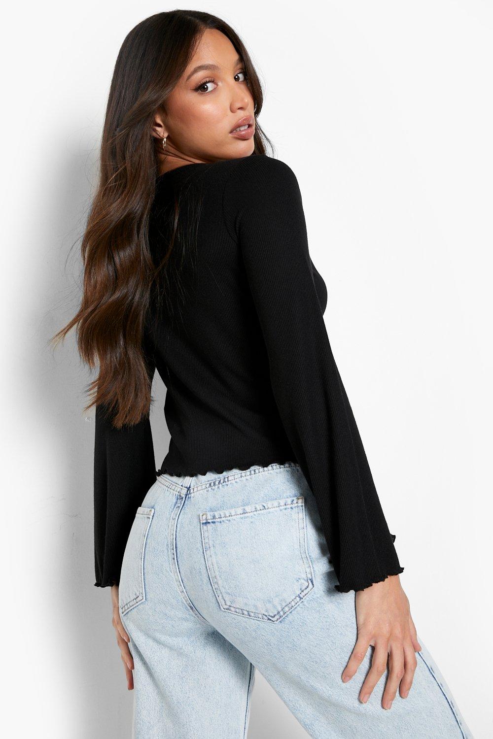 Tall Ponte Ruched Wide Sleeve Boxy Crop T-Shirt