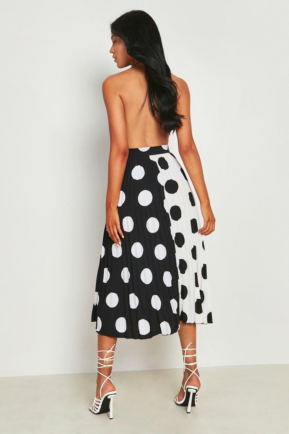 Polka dot pleated skirt dress best sale