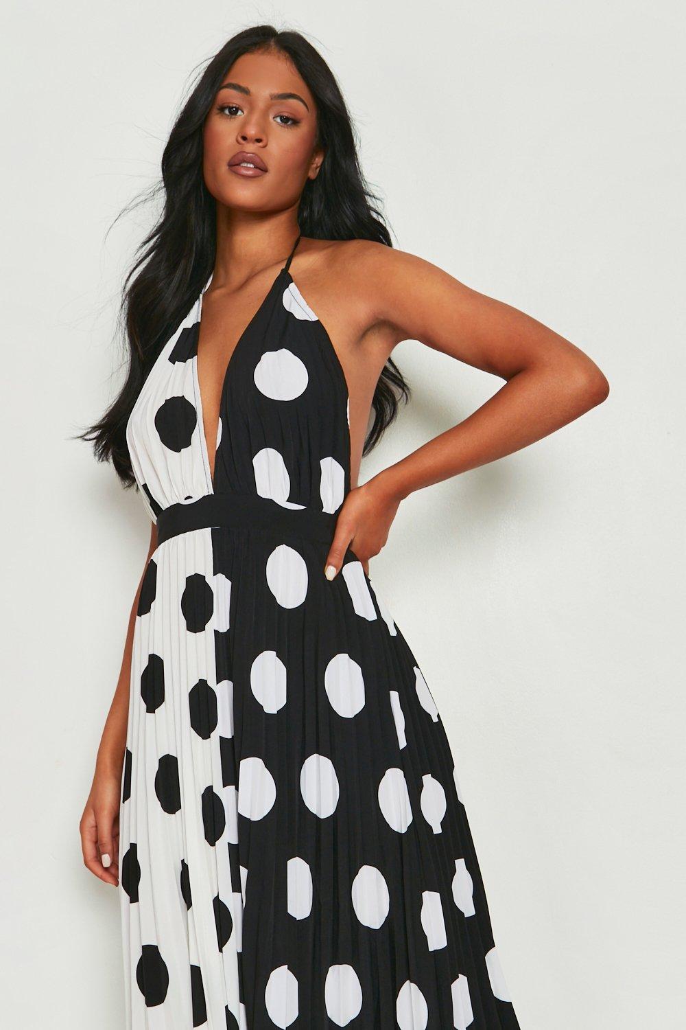 Boohoo white on sale polka dot dress