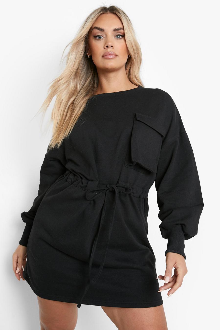 Grande taille - Robe sweat à poches, Black image number 1