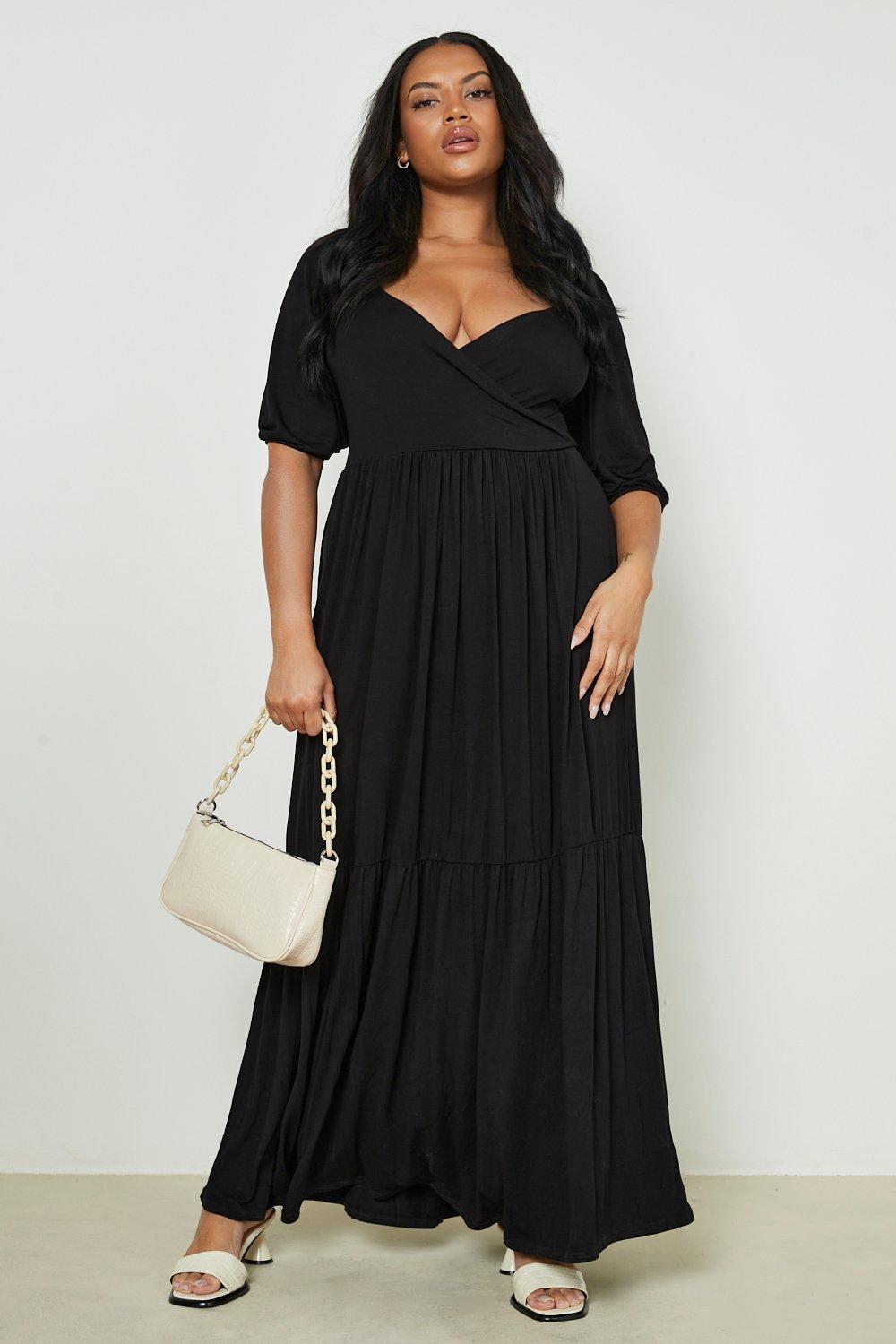 Women's Plus Jersey Wrap Tiered Maxi Dress | Boohoo UK