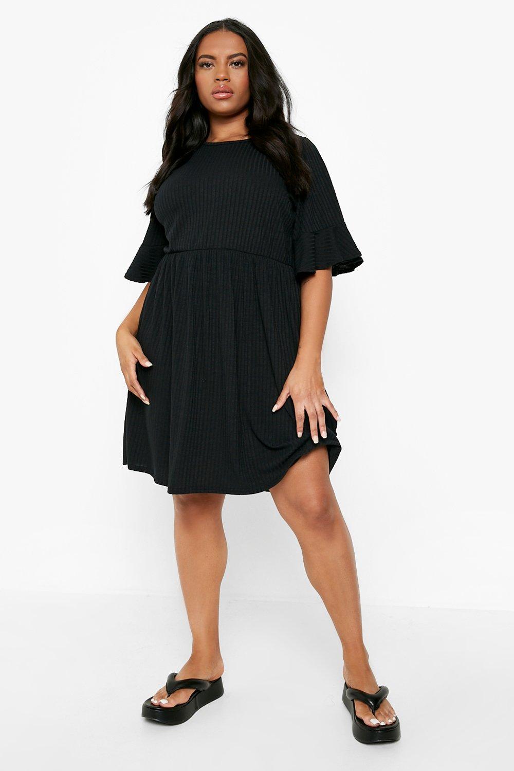 black smock dress boohoo