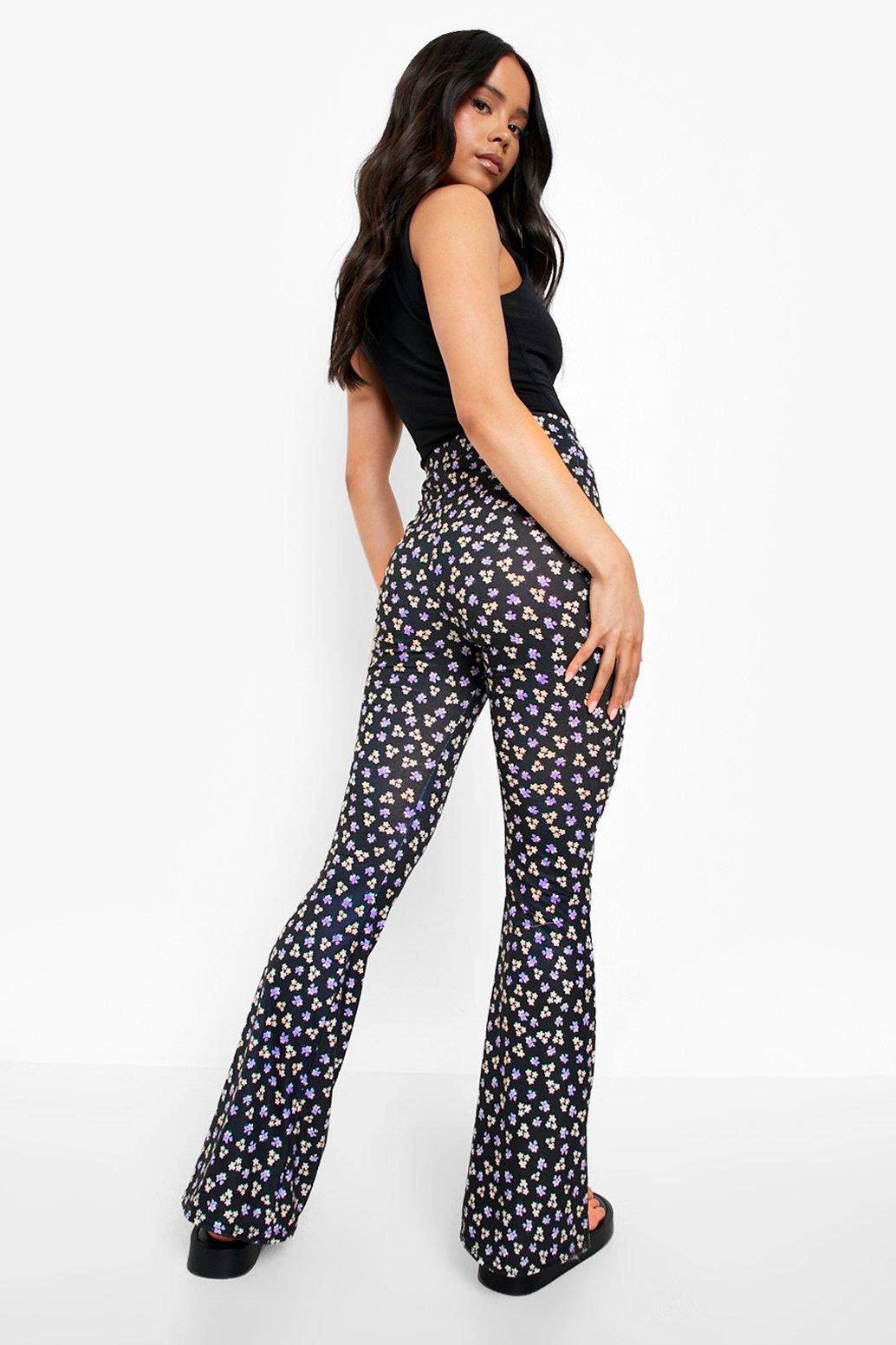 Boohoo Petite Ditsy Floral Print Flare Pants