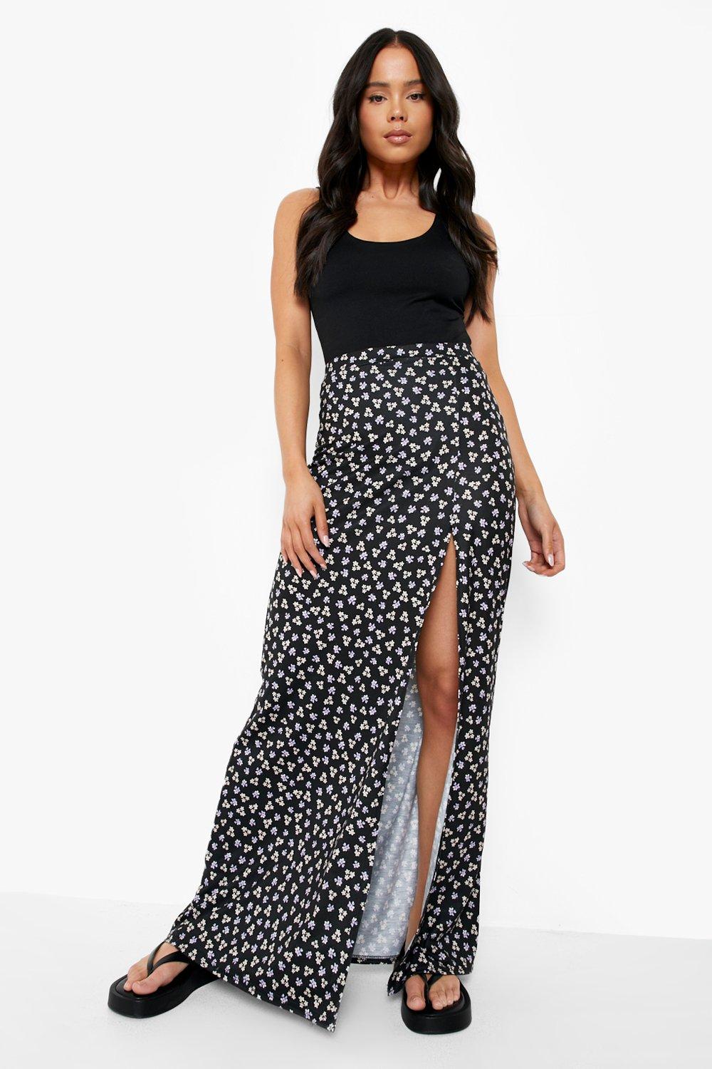 Floral maxi clearance skirt with split