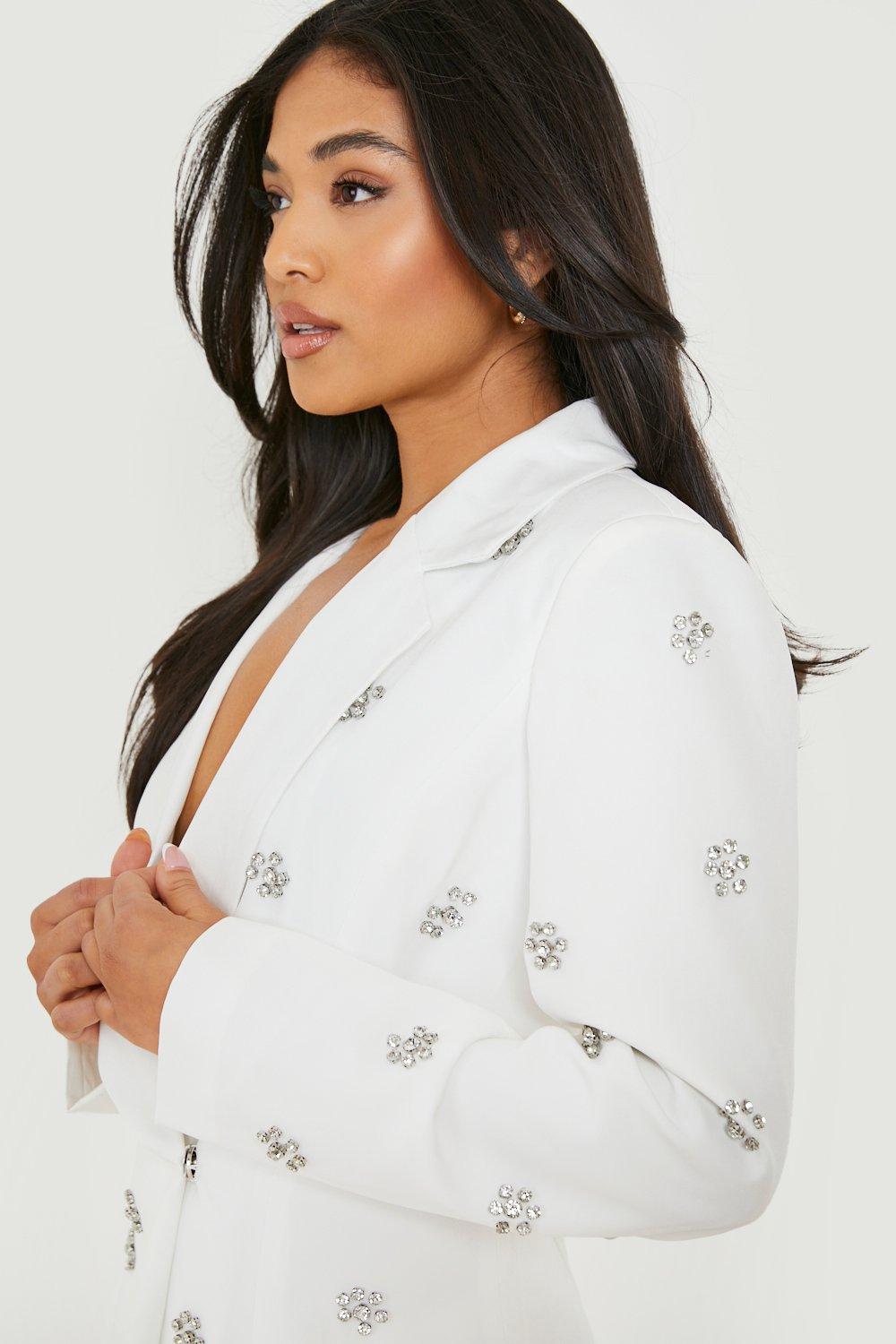 White on sale embellished blazer