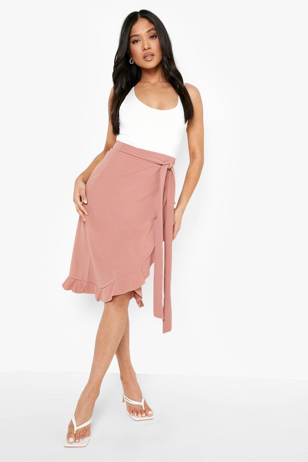 Pink belted outlet midi skirt