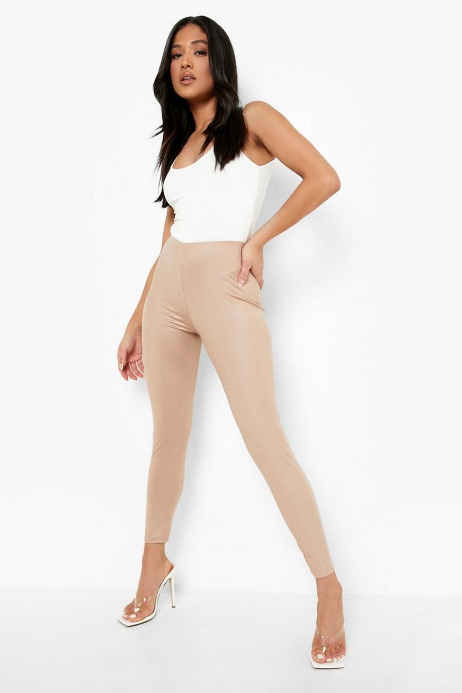 Camel Petite Matte Leather Look Stretch Leggings image number 1