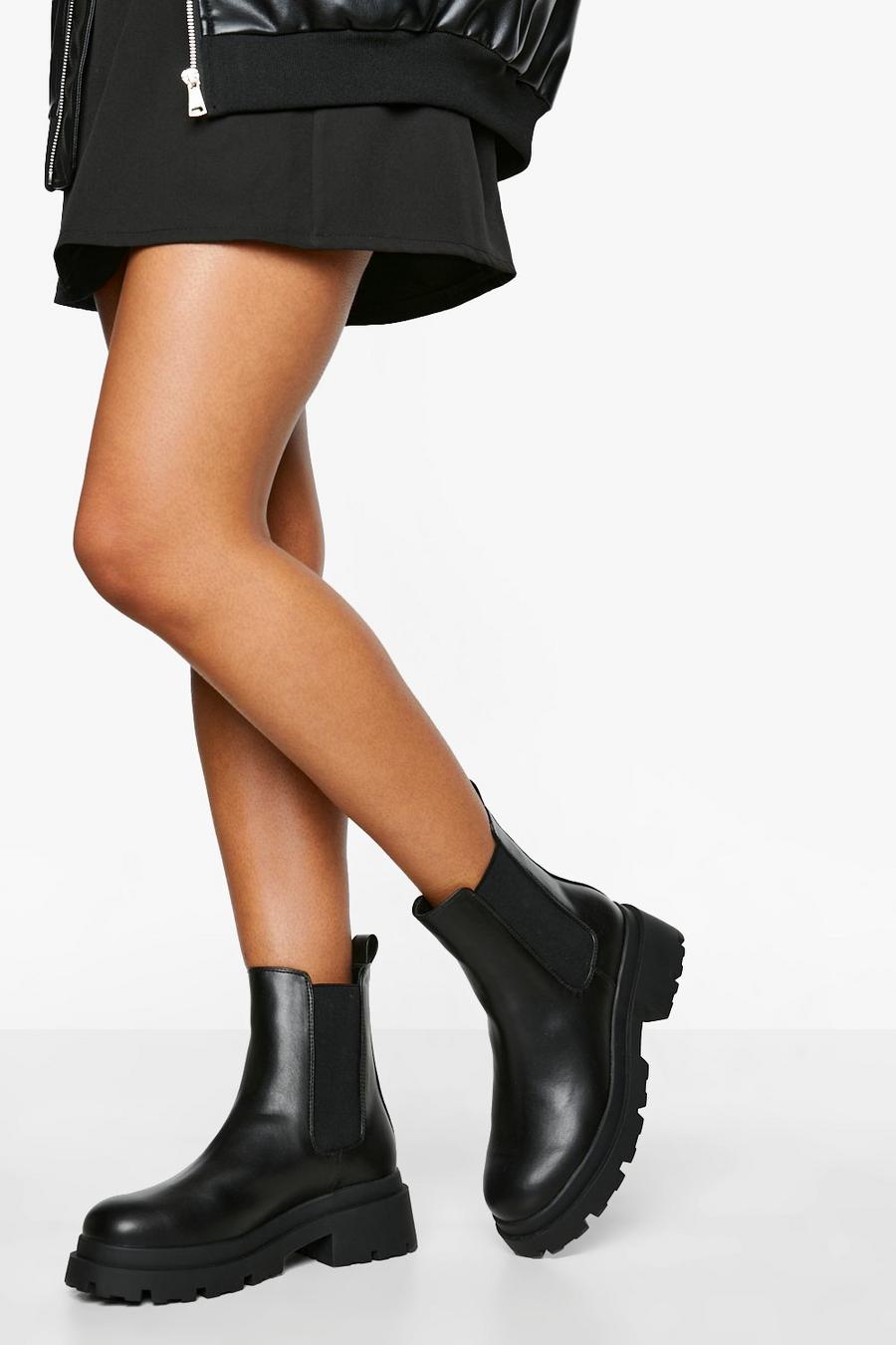 Black Chunky Double Sole Chelsea Boots image number 1
